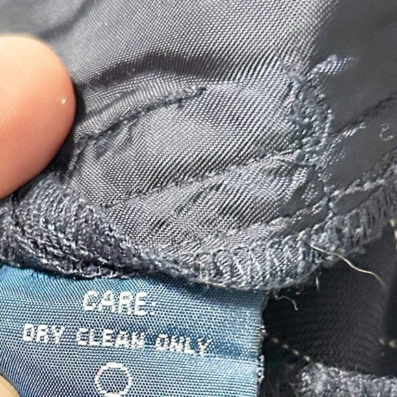 Ralph Lauren Navy and Pinstripe Wide Leg Cuffed Trousers Wool Linen Blend 💙🤍 - Picture 10 of 10